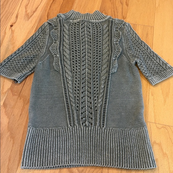 WHBM White House black market large knit ruffle sweater forever olive green L - Picture 12 of 14